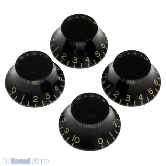 Set of 4 RELIC AGED TINT BLACK Top Hat Bell KNOBS for Gibson USA CTS Guitar/Bass