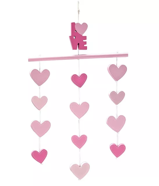 Little Love by NoJo Ceiling Mobile, Pink Hearts