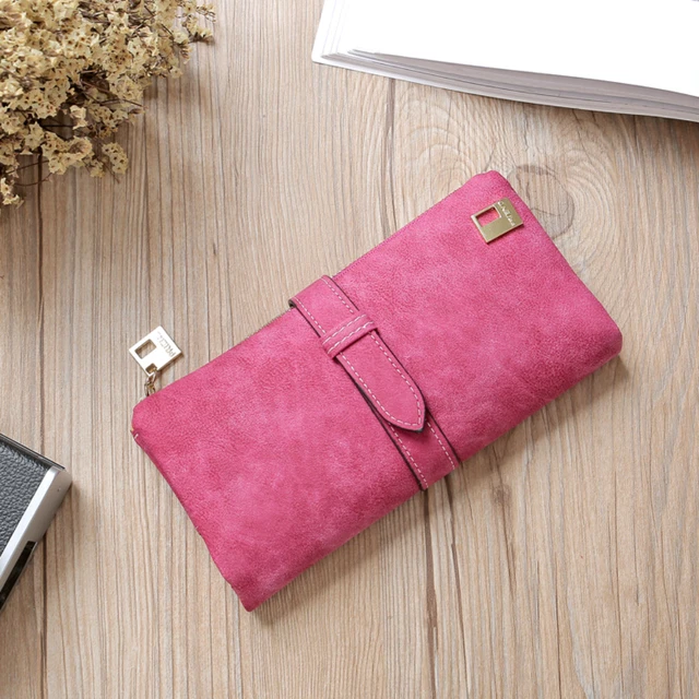 Women's Fashion Leather Buckle Zipper Long Wallet Multi Card Clip Handbag Gift