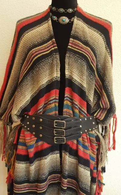 Ralph Lauren BELT Black LEATHER Biker Western COLLECTION Rivet Women LARGE 34-37