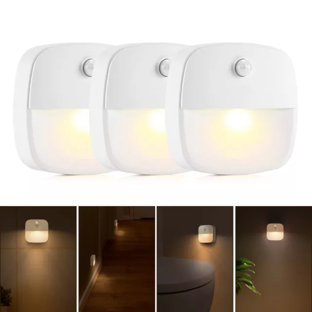 FREETOO 3-tlg Dimmbar LED Nachtlicht mit Bewegungsmelder Nachtlampe Batterien