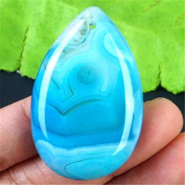 GV50206 45x29x7mm Blue/white Druzy Geode Agate Teardrop Pendant Bead