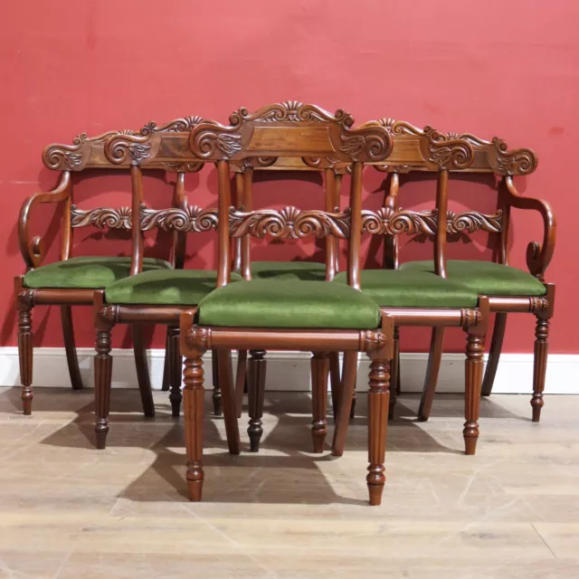 Set of Six Dining or Kitchen Chairs including Two Carver or Armchairs, English