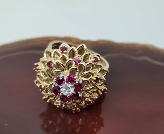 Amazing SOLID 14K Gold & Ruby & Diamond🌟 ESTATE Ring 🌟8 Grams  🌟 SO LOVELY!