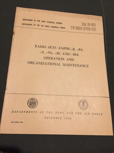 TM 11-612 AN/PRC-8 PRC-9 PRC-10 Manpack Radio Operators Technical ...