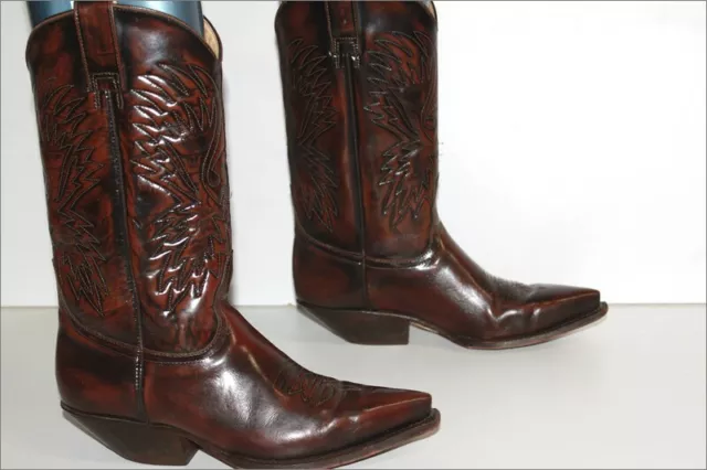 SAN DIEGO BOOTS Santiags Cuir Glaçé Marron Nuancé Cognac T 5 D  / 36 FR   TBE