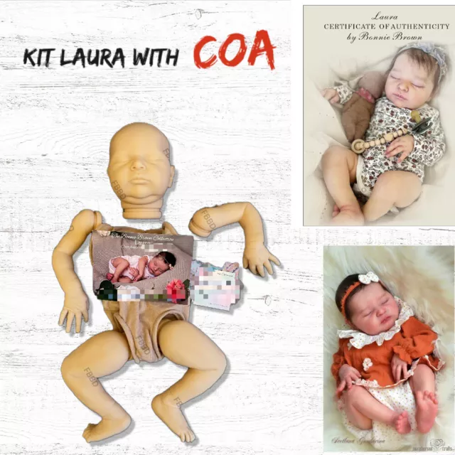 21" Unpainted Realborn Reborn Doll Kit Laura Asleep Baby &COA DIY Blank Kit Mold