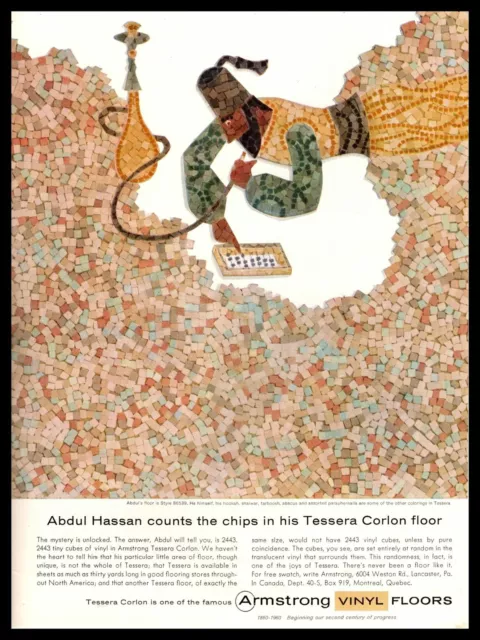 1960 Armstrong Vinyl Floors Arabian Prince Hookah Mosaic Kitchen Floor Print Ad