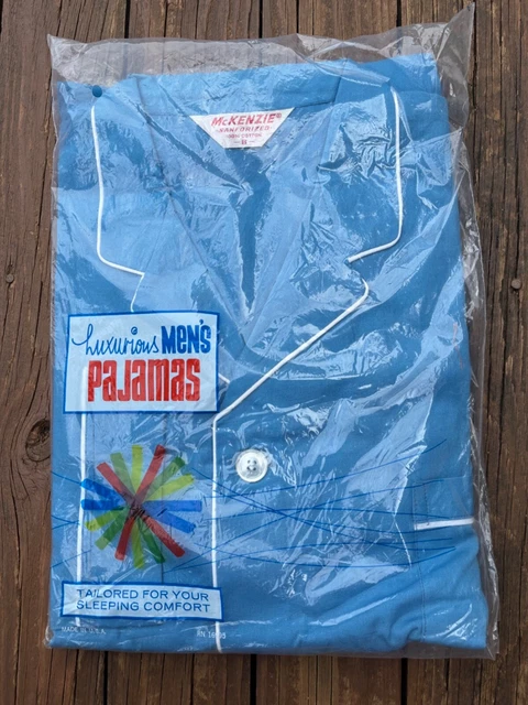 NOS 60’s MCM McKenzie BLUE Men's Size B Pajama Lounge Set NEW VTG Wow!