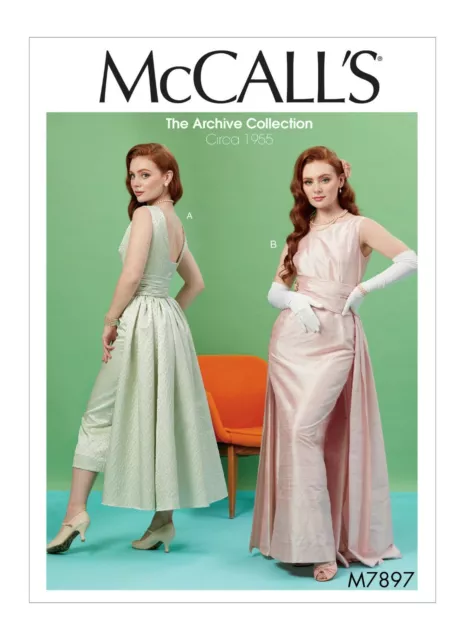 McCall's Easy SEWING PATTERN M7897 Retro 1950s Dresses,Overskirt & Cummberbund