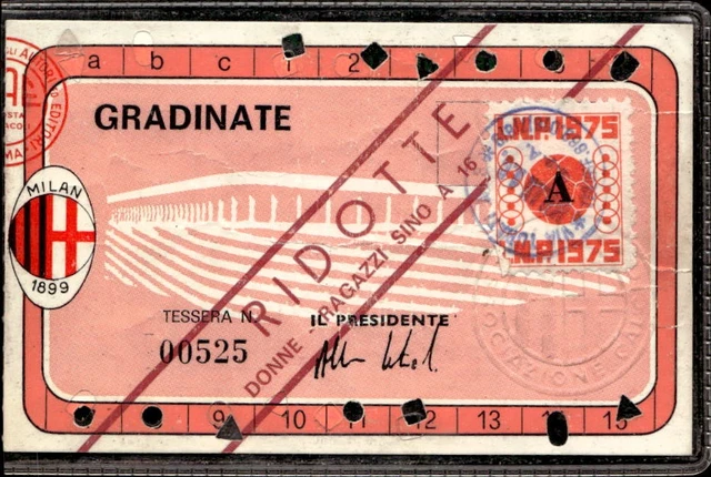Carte D'abonnement (Tessera) AC Milan Saison 1952-53 - Gradinate Popolari - Vintage, Excellent état - Italie