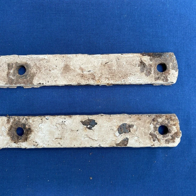 Pair Vintage Antique Hand Forged Iron Barn Door Strap Hinges 12 5/8" 3