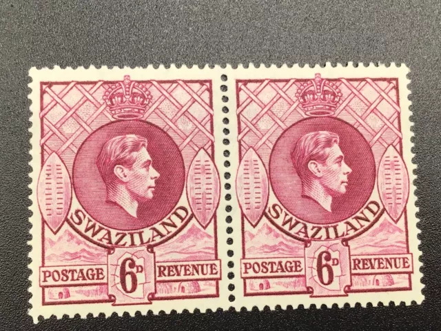 Swaziland 1938 KGVI pair of 6d purple MNH.     Y33