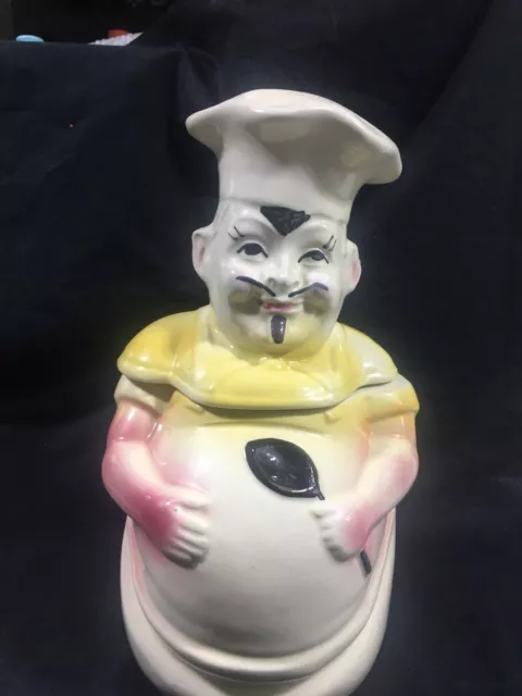 Vintage Cookie Jar French Chef Amerò Bisque Co