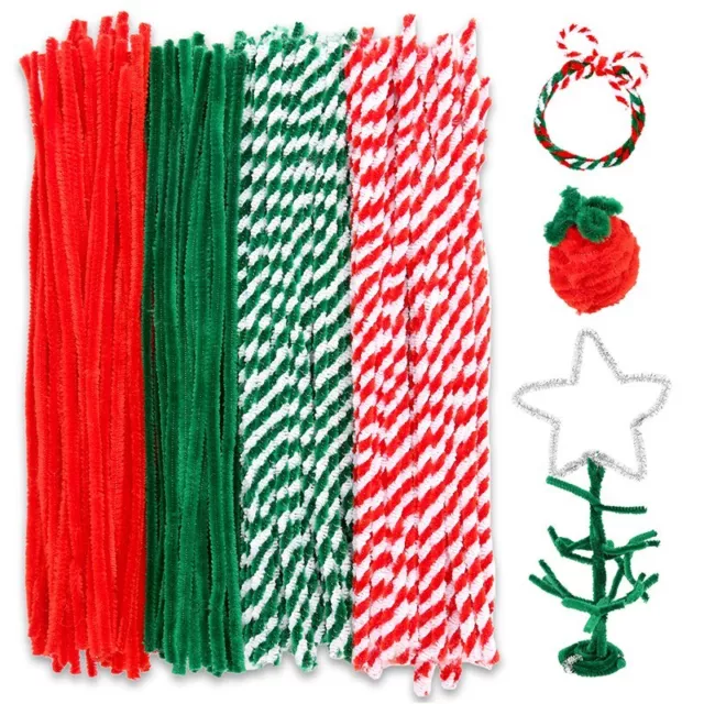 100Pcs 30cm Chenille Stems Pipe Cleaners Plush Tinsel Kids Educational Toy Craft