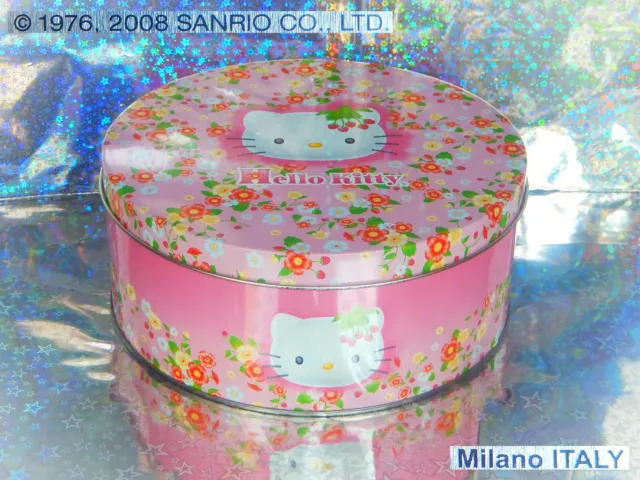 🍒 SANRIO License Hello Kitty 2008 SCATOLA Latta Metal Tin BOX MILANO ITALY 🌼