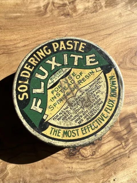 Antique Vintage Soldering Paste Fluxite Tin Small Workshop Garage Advertising