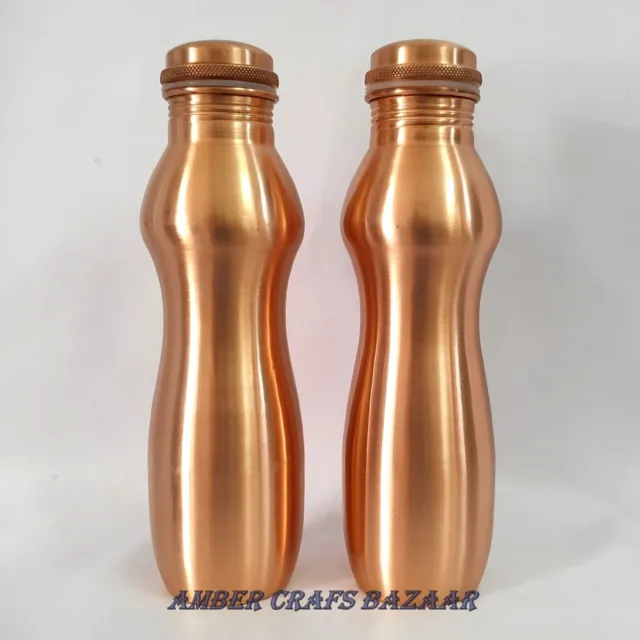 Botella de cobre 100% puro hecha a mano india, bebida de cobre con forma...