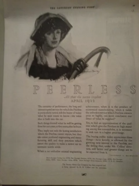 April 1922 Peerless Motor Car Co McClelland Barclay Art Automobile Ad