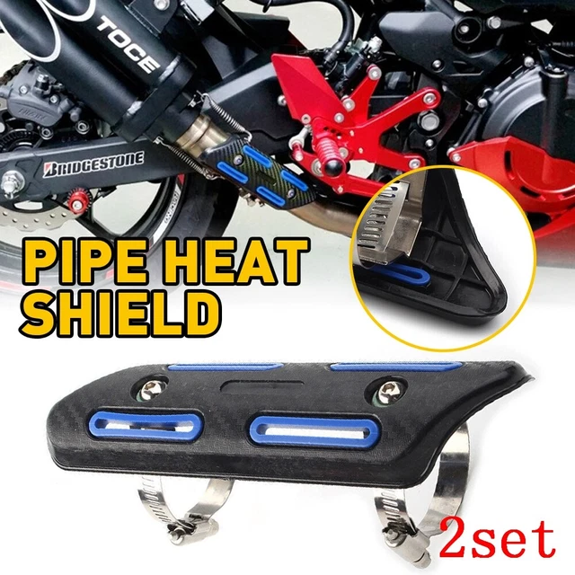 2X Exhaust Pipe Heat Shield Heel For Guard 2003-2019 Honda CRF125F CRF230F Blue