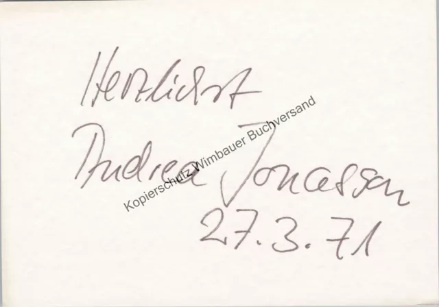 Original Autogramm Andrea Jonasson /// Autograph signiert signed signee Jonasson