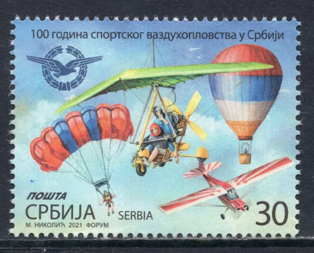 1685 - Serbia 2021 - 100 aniversario de la aviación deportiva en Serbia - set montado sin montar o nunca montado