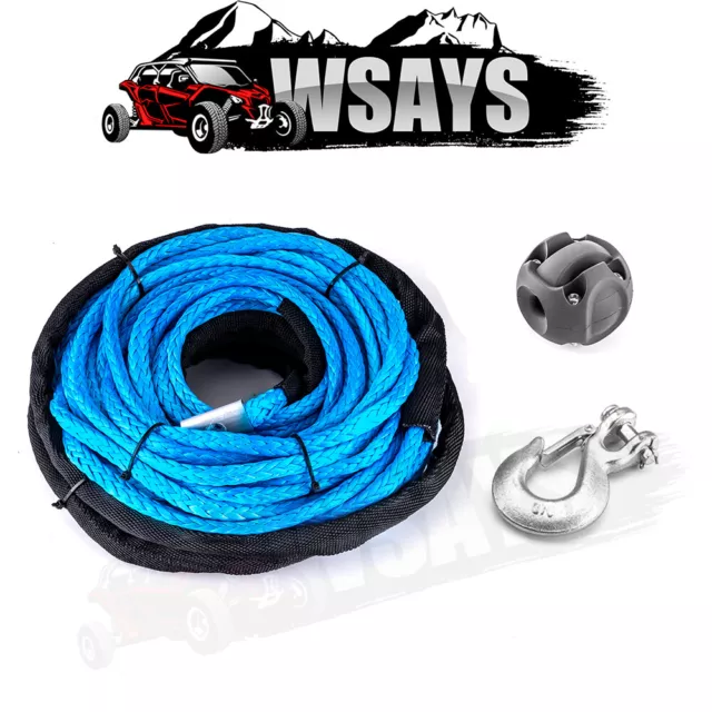 1/4" x 50' 10000LBS Synthetic Winch Rope Hook Stopper For Hawse Fairlead UTV ATV