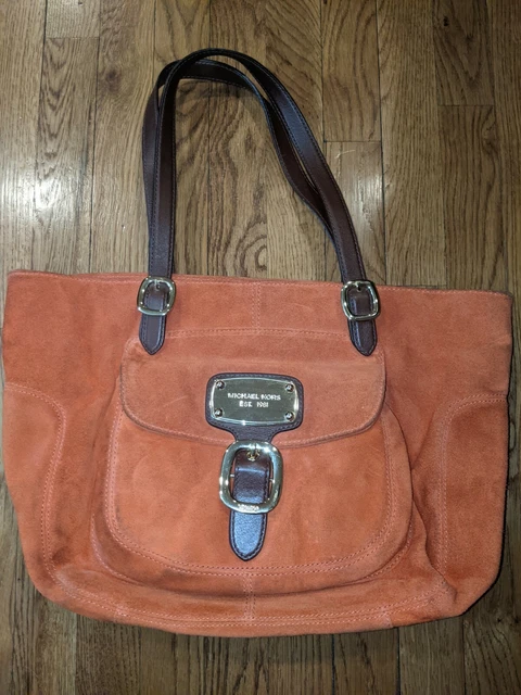 Michael Kors Hudson Downtown Orange Suede Tote Shoulder Bag