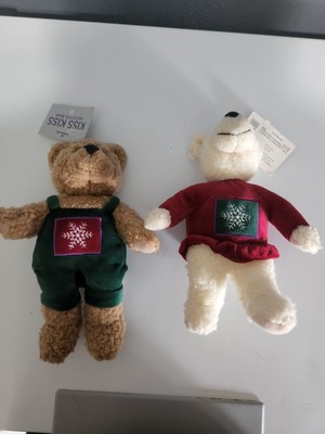 Hallmark Kiss Kiss Mistletoe 9" Plush Snowflake Christmas Bears