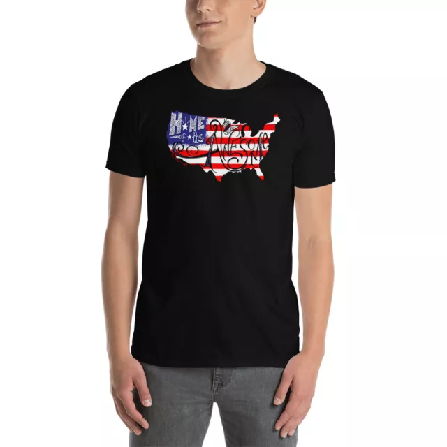 USA Home of the Awesome Hand Lettered Map Unisex T-Shirt Fourth of July Merica