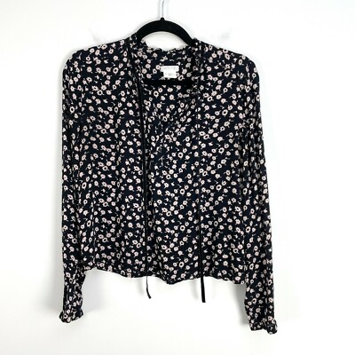 Urban Outfitters Cooperative Size Medium Floral Tie Neck Button Blouse Top Shirt