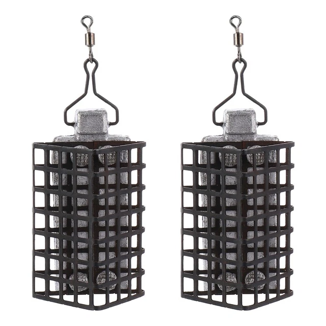 2 Pcs Dreieckiger Köderkäfig Eisen Angeln Karpfen Feeder Black