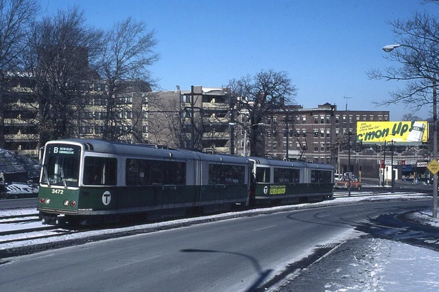 Trolley Slide - Boston T MBTA #3472 LRV Transit Train Car 1981 Commonwealth Ave