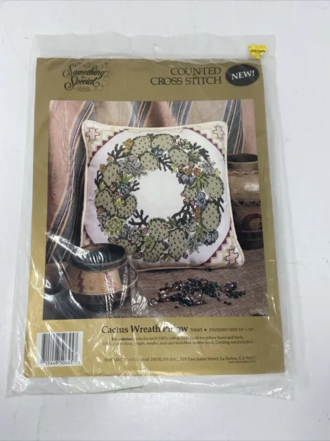 Something Special Counted Cross Stitch Cactus Wreath Pillow Kit #50645 Southwest