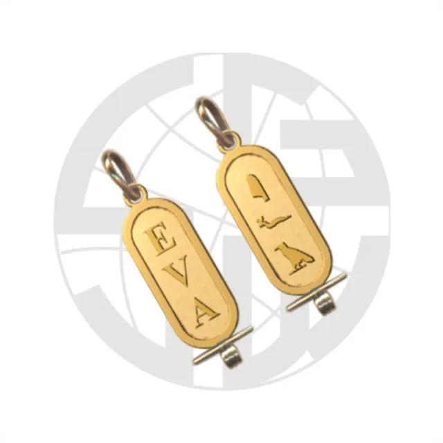 Gold Plated handmade silver Two-Sided Cartouche in Hieroglyph and Arabic Size-1