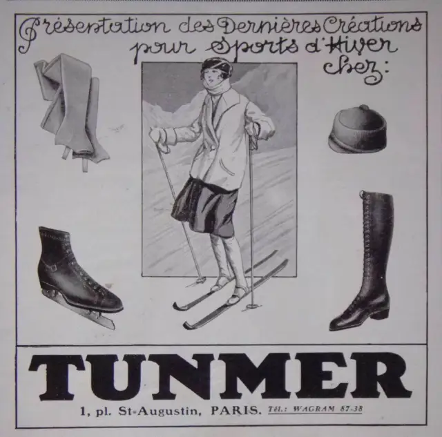 Publicité 1922 Tunmer Créations Pour Sports D'hiver - Advertising