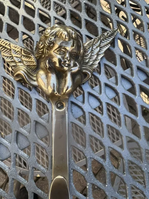 Antique Brass Cherub Angel Wall Hook Hanger Holder Hanging Coat Towel Clothes