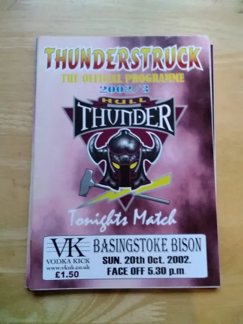 2002/2003 Hull Thunder V Basingstoke Bison - Ice Hockey 20/10