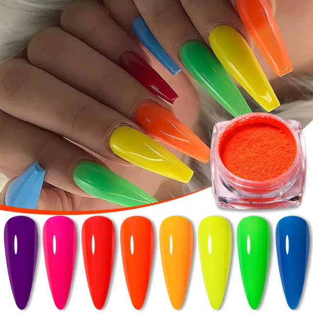 Polvo fluorescente uñas amarillo verde neón pigmento en polvo 3D decoración de arte en uñas