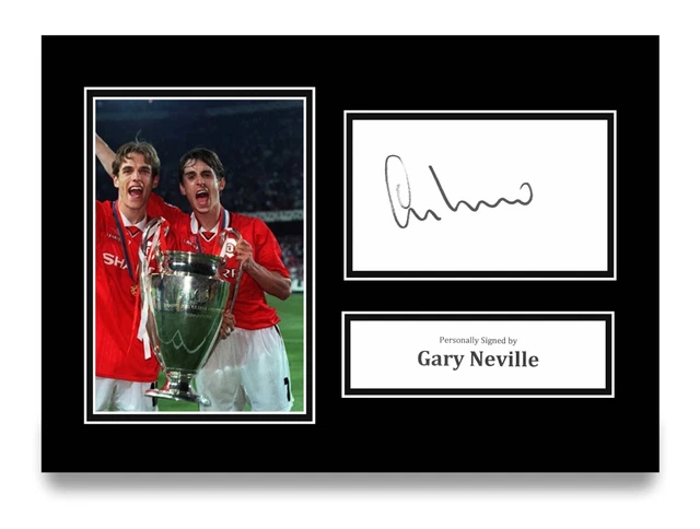 Photo Signée Gary Neville Manchester United - A4 Avec COA, Idéal Pour Les Fans