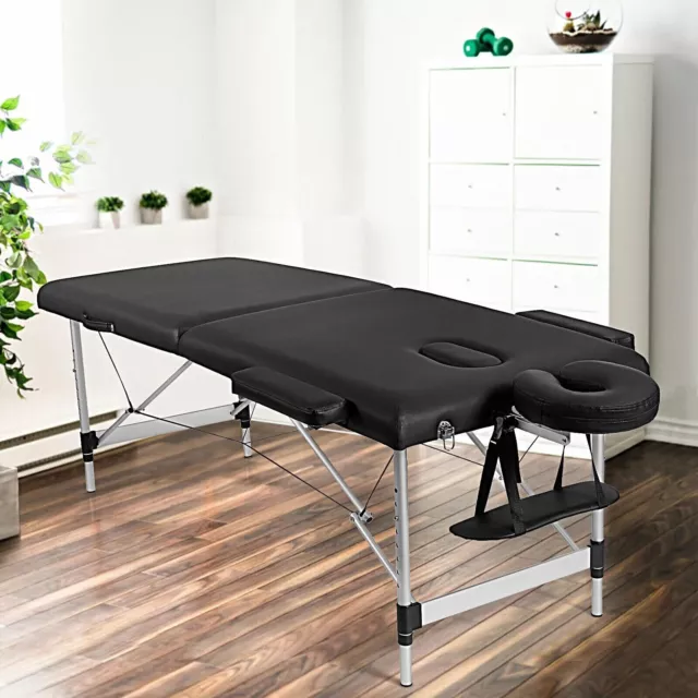 Massage Table Portable Aluminium Massage 55cm Folding 2 Bed Beauty Spa Therapy