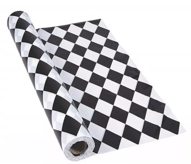 Harlequin Tablecloth Roll (40" x 100ft.) Black and White Checker Table Cover