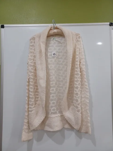 Kimchi Blue Open Front (25% Wool) Cardigan Sweater Women's M Ivory Soft