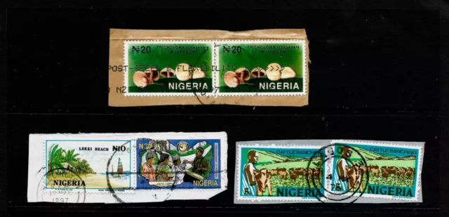 6X Nigeria, Varios Sellos En Papel, Con Marca Interesante, Fu