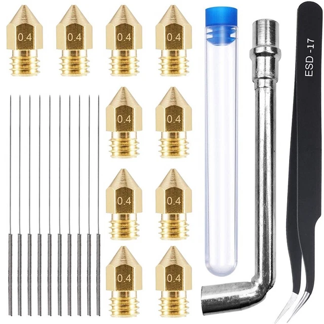 23PCS 3D Printer Nozzles Kit with 10Pcs MK8 0.4mm 3D Printer Brass Nozzles9604