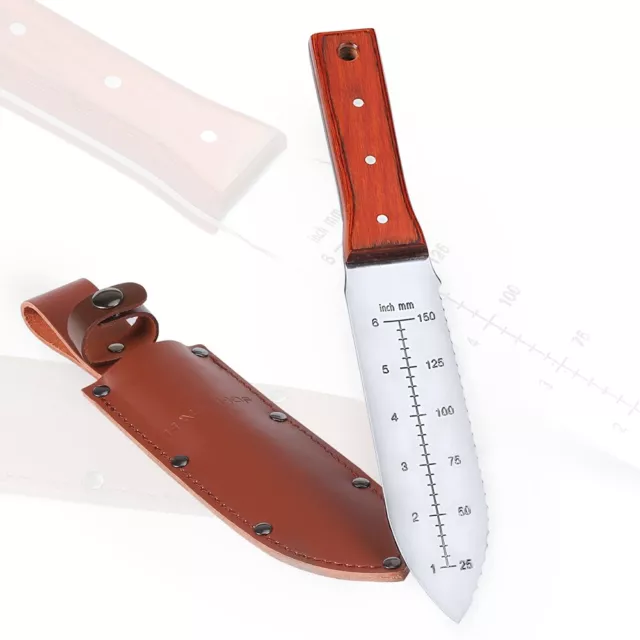 Hori Hori Garden Knife Weeding & Digging Tool 7” Blades Full Tang Leather Sheath