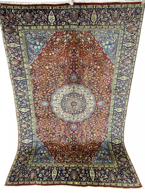 Feiner Handgeknüpfter Orientteppich Kaschmir Ghom mit Medaillon carpet 220x140cm