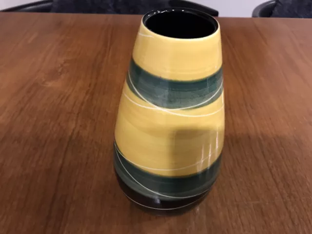 Kilrush Ceramics mid century vase 123/20 Ireland 1960s 20cm yellow green black 2