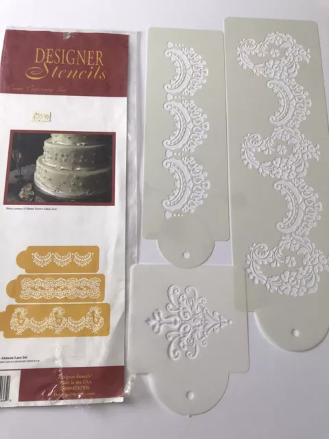 Designer Stencils Side Cake Stencil, Alencon Lace Stencil Set, Cookie Stencil