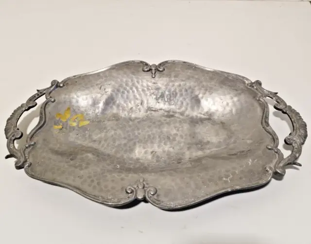 Vassoio piatto da portata antico cm 44x26 in peltro del XVIII secolo punzonato